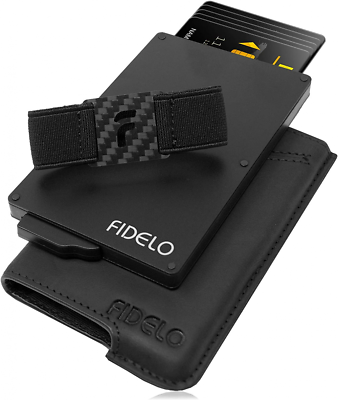 Fidelo Minimalist Wallets Card Wallet Hybrid RFID for Men Black $58.39