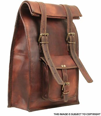 #ad Bag Rucksack Backpack Leather Men Travel School Satchel Laptop Vintage Shoulder
