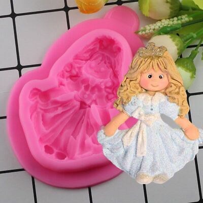 #ad 3D Princess Girl Silicone Mold Party Cake Decor Tools DIY Resin Clay Mould 1PC
