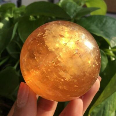 #ad 40 100mm Natural Citrine Calcite Quartz Crystal Sphere Ball Reiki Healing Gem