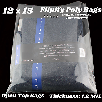 #ad 12x15 Clear Poly Bags Large Plastic Packaging Open Flat Packing T Shirt Apparel