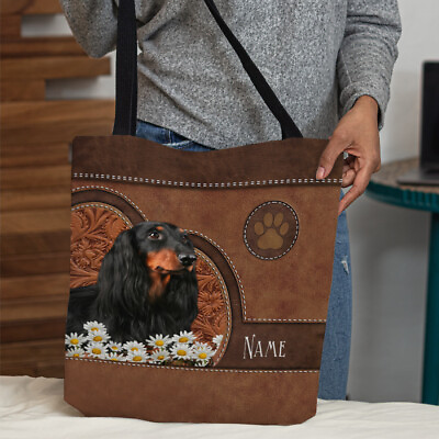 #ad Personalized Dachshund Dog Tote Bag Dog Lover Shoulder Bag Loves Dog Handbag