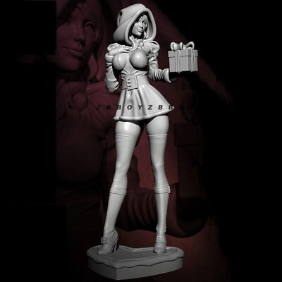 #ad Unpainted 1 24 75MM Sexy Party Girl With Gift Resin Figure Model Kit Unassembled
