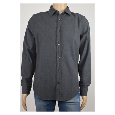 #ad $98 Men#x27;s Store Long Sleeve Button Up Shirt Greywhitenep Size M