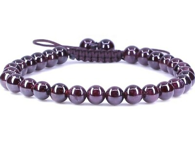 #ad Natural Gemstone 6mm Round Beads Adjustable Braided Macrame Tassels