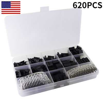 #ad 620Pcs 2.54mm Male Female Connector Cable Jumper Wire Pin Header Housing Kit