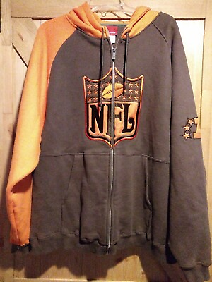 #ad Reebok NFL Hoodie Mens Large AFL Full Zip Sweater Hooded Jacket Sweatshirt Rare