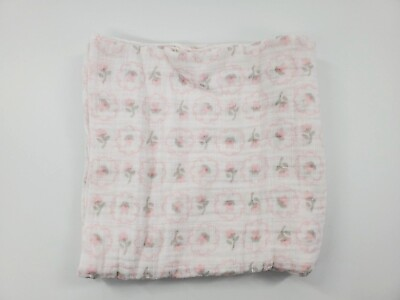 #ad Swaddle Designs Baby Swaddle Blanket Muslin White w Pink Flowers Infant B58