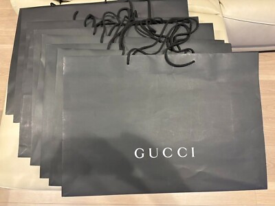 #ad 9 packs GUCCI Authentic Matte Black Shopping Paper Gift Tote Bags bulk sale