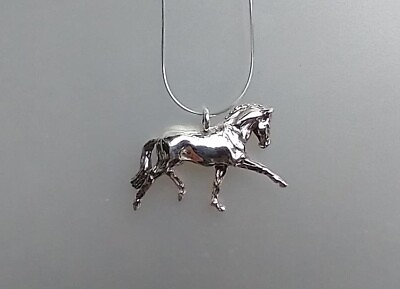 #ad Dressage horse jewelry trot Sterling Silver pendant ONLY. Zimmer equestrian