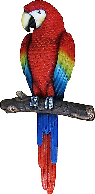 #ad Beautiful Tropical Parrot Macaw on Branch 3D Wall Art Sculpture Home and Garden