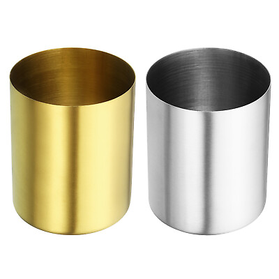 #ad Pencil Holder Pen Holder Stainless Steel Pencil Holders Cup Silver Golden 2pcs