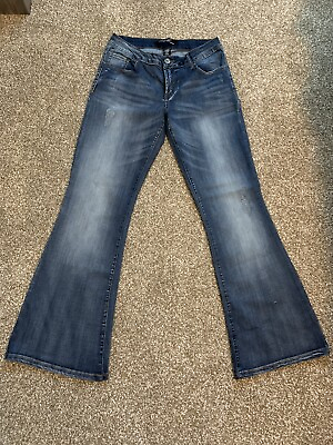 #ad Womens Sunrise Premium Denim Collection Jeans Size 11x32 Flare Blue