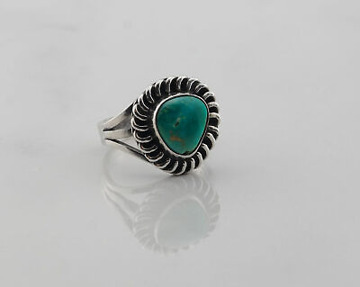 #ad Southwest Silver Ring Turquoise Sterling Blue Size 5.5