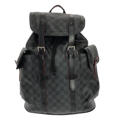 #ad Auth LOUIS VUITTON Christopher PM N41575 Damier Graphite Rouge TR3175 Backpack