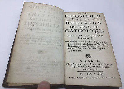 #ad Exposition de la Doctrine De Leglise Catholique 1671 Book Christian Religion