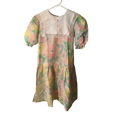 #ad Jane Darling Vintage dress floral pastel colors Little Girls Small S SM