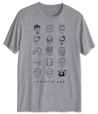 #ad Jem Mens Infinity War Heads Graphic T Shirt Grey Medium