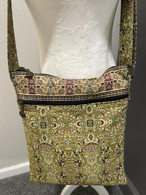 #ad DERIN Designer Green Turkish Tapestry Fabric Crossbody Shoulder Handbag 12.5x10quot;