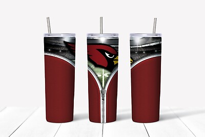 #ad 20oz. Stainless Steel Double Wall NFL Teams Zipper Tumbler with Straw NEW