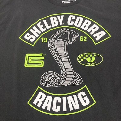 #ad Shelby Cobra Shirt Mens 2XL XXL Black Racing 1962 Official Licensed Neon Green