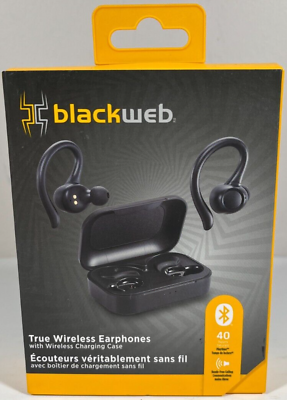 #ad BlackWeb True Wireless Earphones Sport Hands Free Calling Black NEW
