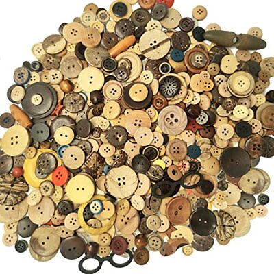 #ad Mixed Vintage Wood Buttons for CraftsAssorted Shapes Bulk DIY Sewing Wooden ...