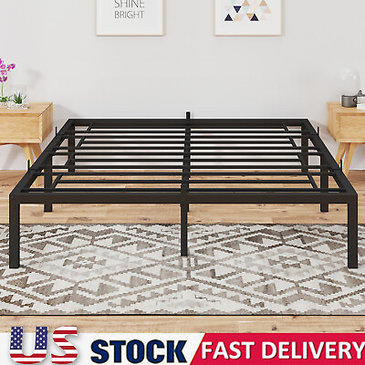 #ad 14quot; Heavy Duty Queen Full Twin Size Bed Frame Metal Platform Sturdy Slat Support