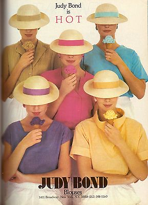 #ad 1984 Judy Bond Blouses Hot Hats Ice Cream Sexy Colorful Vintage Print Ad 1980s