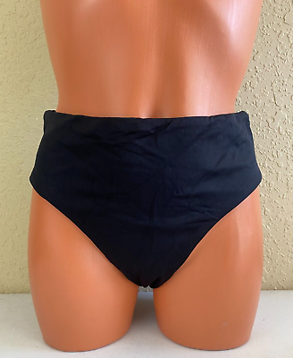 #ad Seafolly Womens Waisted Wide Side Pant Bikini Bottom Black Size US 8
