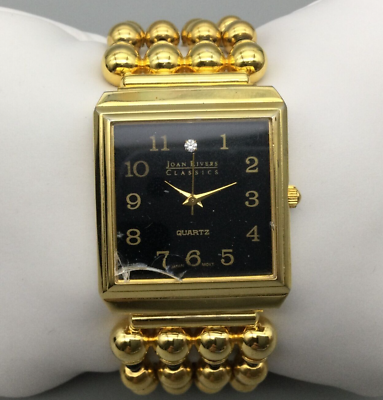 Vintage Joan Rivers Watch Women Gold Tone Square Dial New Battery 6.75quot;