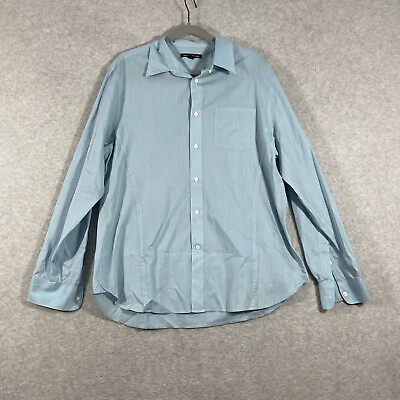 #ad John Varvatos USA Mens Button Front Dress Shirt Size L Blue