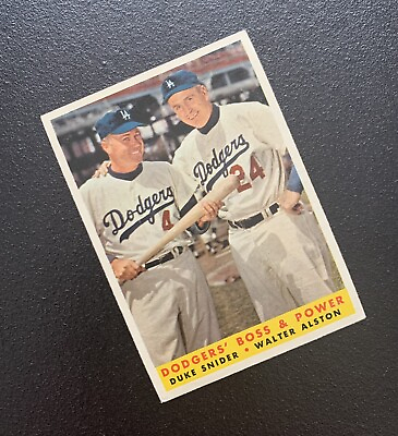 #ad 1958 TOPPS Dodgers Boss amp; Power #314 Duke Snider Walter Alston Baseball Card