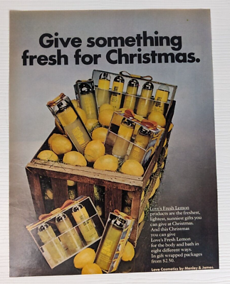 #ad vintage 1971 Fresh Lemon Love Cosmetics Menly amp; James PRINT AD christmas present