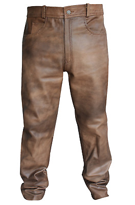 #ad Men#x27;s Classic Vintage Brown Leather Diamond Jacket Matching Biker Pants Trousers