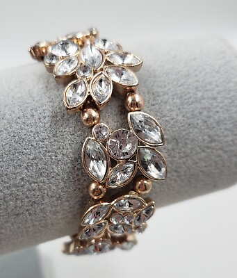#ad Rose Goldtone Crystal Diamante Stretch Bracelet. Beautiful Bride Bridesmaid Gift