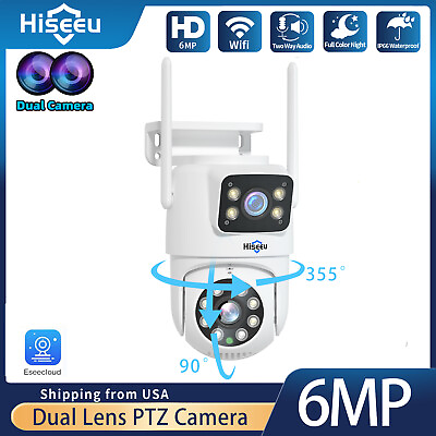 #ad 6MP Dual Lens WiFi IP Camera Wireless Outdoor CCTV PTZ Home Security IR Camera