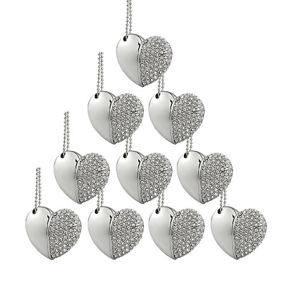#ad Kootion Diamond Crystal Heart Necklace Design 10 Pack USB 2.0 64GB Flash Drives