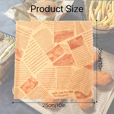 #ad 100PCS Wax Paper Sheets Food Basket Liners Oil Proof Papers for Burger Baking