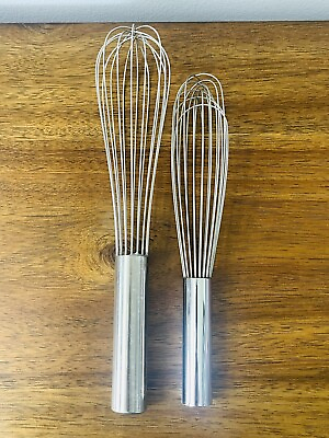 #ad 2 Large Wire Whisk Stainless Steel Professional Commercial Used Good Condition