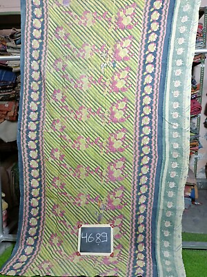 #ad Reversible Kantha Vintage Handmade Quilt Indian Blanket Cotton Bedspread Throw