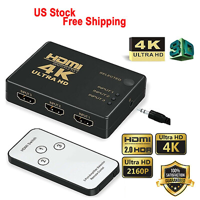 #ad 4K HDMI Switch Splitter 5 Port Selector Switcher Hub IR Remote HDTV 5 In 1 Out