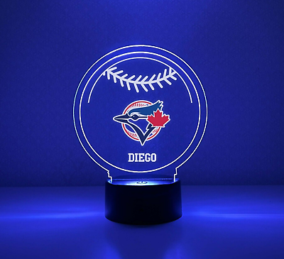 #ad Toronto Blue Jays Night Light Up Lamp Sports Fan Baseball LED Personalized FREE