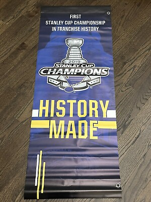 #ad Rare 2019 ST. LOUIS BLUES STANLEY CUP CHAMPIONS Vinyl Street BANNER 2 Sided NHL