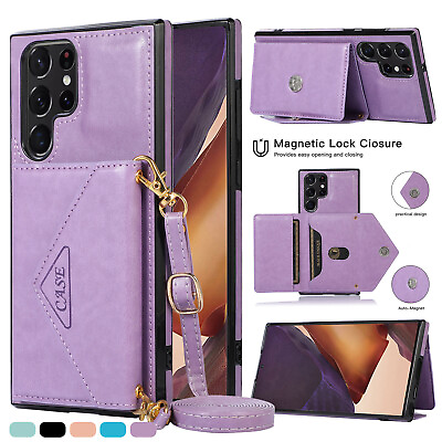 Leather Crossbody Wallet Case For Samsung Note10Note20 S22 S21 S20Plus Ultra S10 $7.99