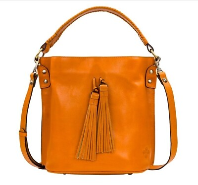 #ad Patricia Nash Otavia Vintage Distressed Leather Bucket Bag Sun Yellow NWT