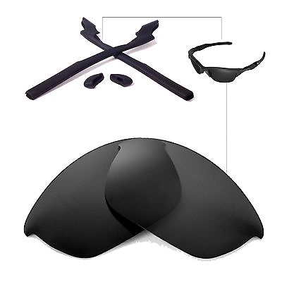 #ad New WL Black Replacemen?t Lenses And Rubber Kit For Oakley Half Jacket 2.0