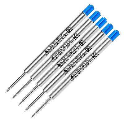 #ad 5 Monteverde Parker Style Ballpoint Pen Refills Needle Point Gel Ink Blue