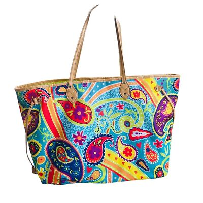 #ad Large Paisley Print Beach Bag Tote Cosmetic Bag Set Colorful bySydney Love Islan