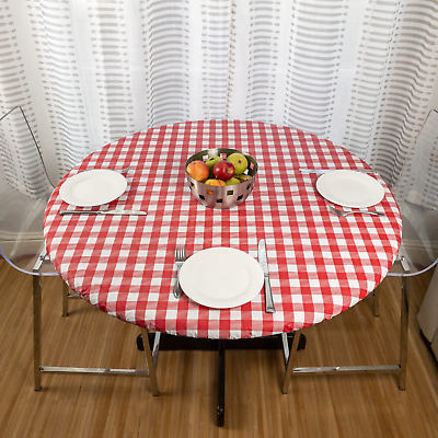 #ad Round Vinyl Tablecloth Fitted Elastic Flannel Backed table cover Indoor Outdoor